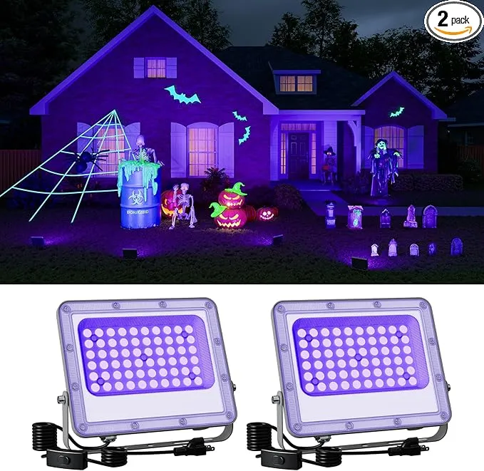 Halloween Blacklight Flood Lights Wired Set 